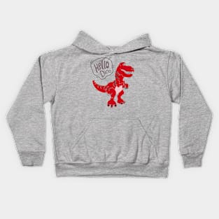 cute colorful red dinosaur illustration for kids Kids Hoodie